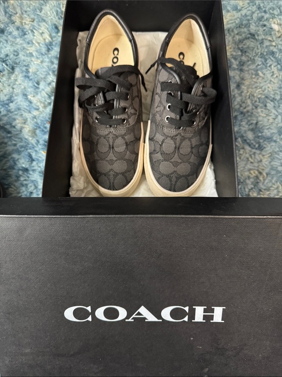 Coach Shoes - Coach Women's Charcoal Signature Canvas Low-Top Sneakers